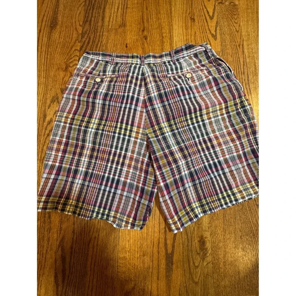 Polo Ralph Lauren Tyler Shorts Mens 36 Plaid Pleated 100%‎ Cotton Multi-Color